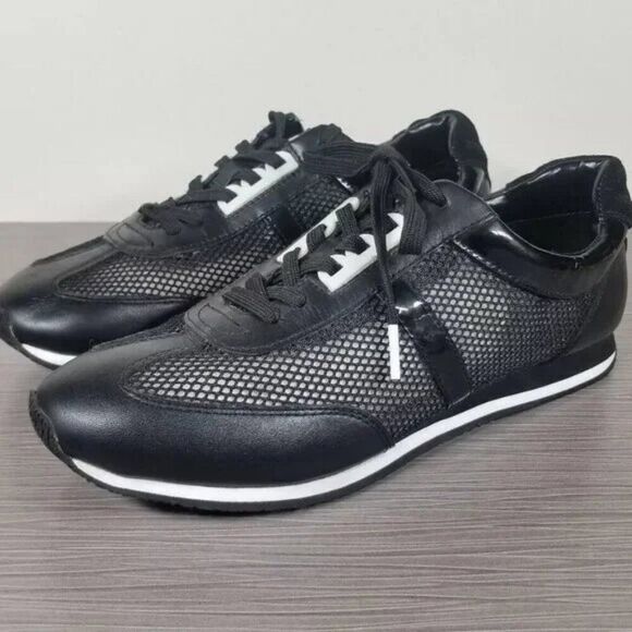 Michael Kors Maggie Trainer Sneakers Black Leather and Mesh - Picture 1 of 11